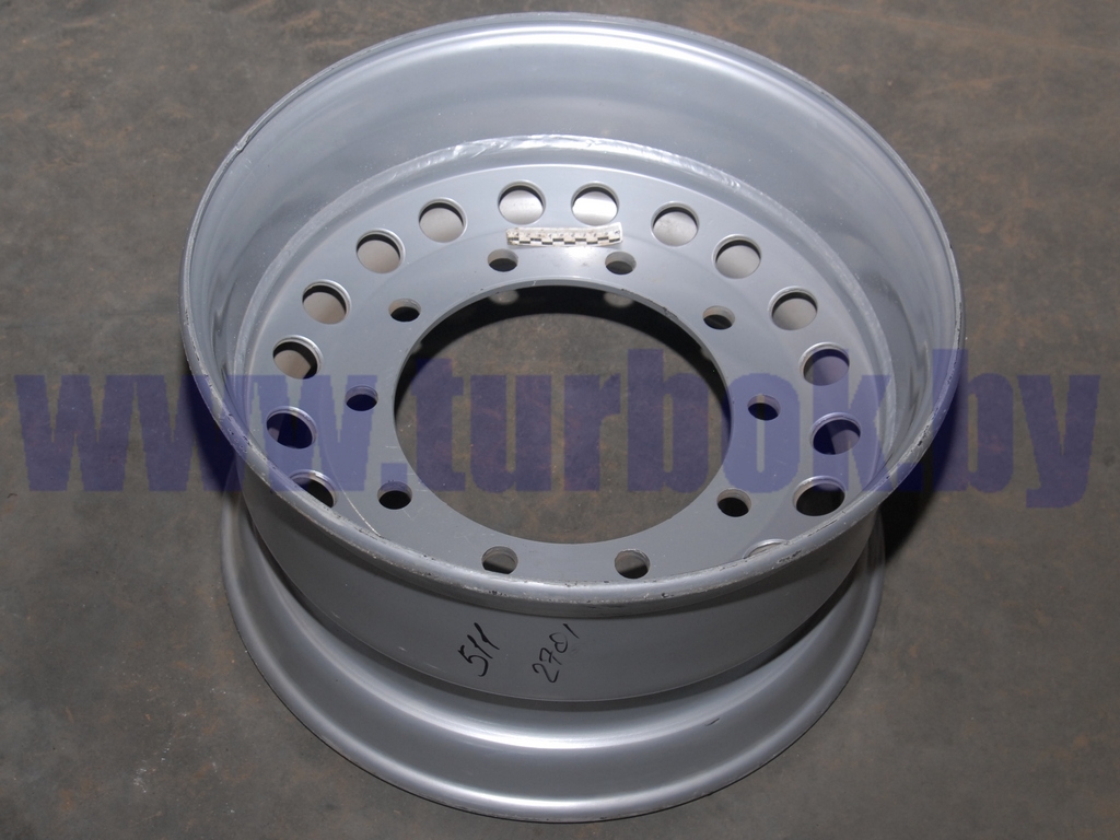 Диск колеса 11,75-22,5 (под шпильки) ET0 без колец на односкатные полуприцепы под диск 10/335 d281