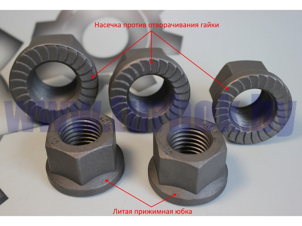 Гайка М24*1.5х27 стремянки рессоры задней (с юбкой и насечкой против отворачивания)