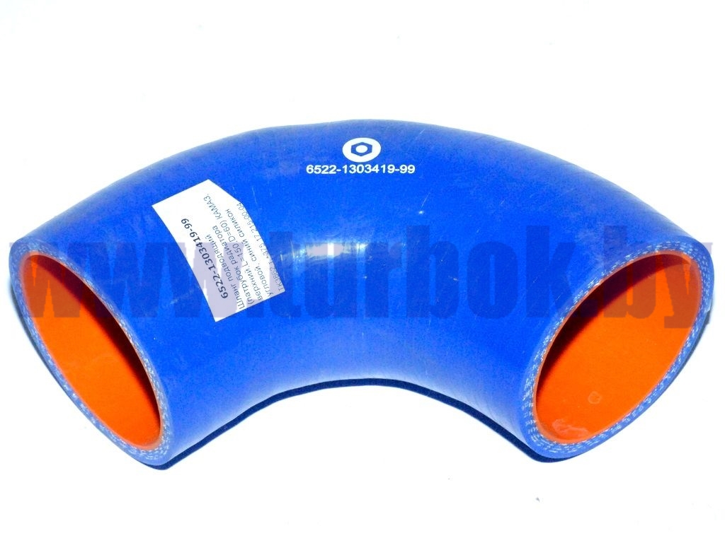 Шланг подводящий (патрубок радиатора верхний,L=150,D=60) КАМАЗ, угловой, синий силикон