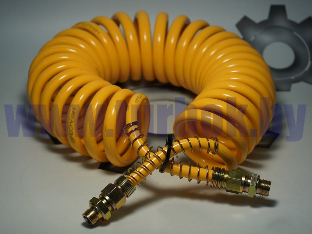 Кабель спиральный  (шланг М22*1,5 витой (L=5.5 м) жёлтый полиамид